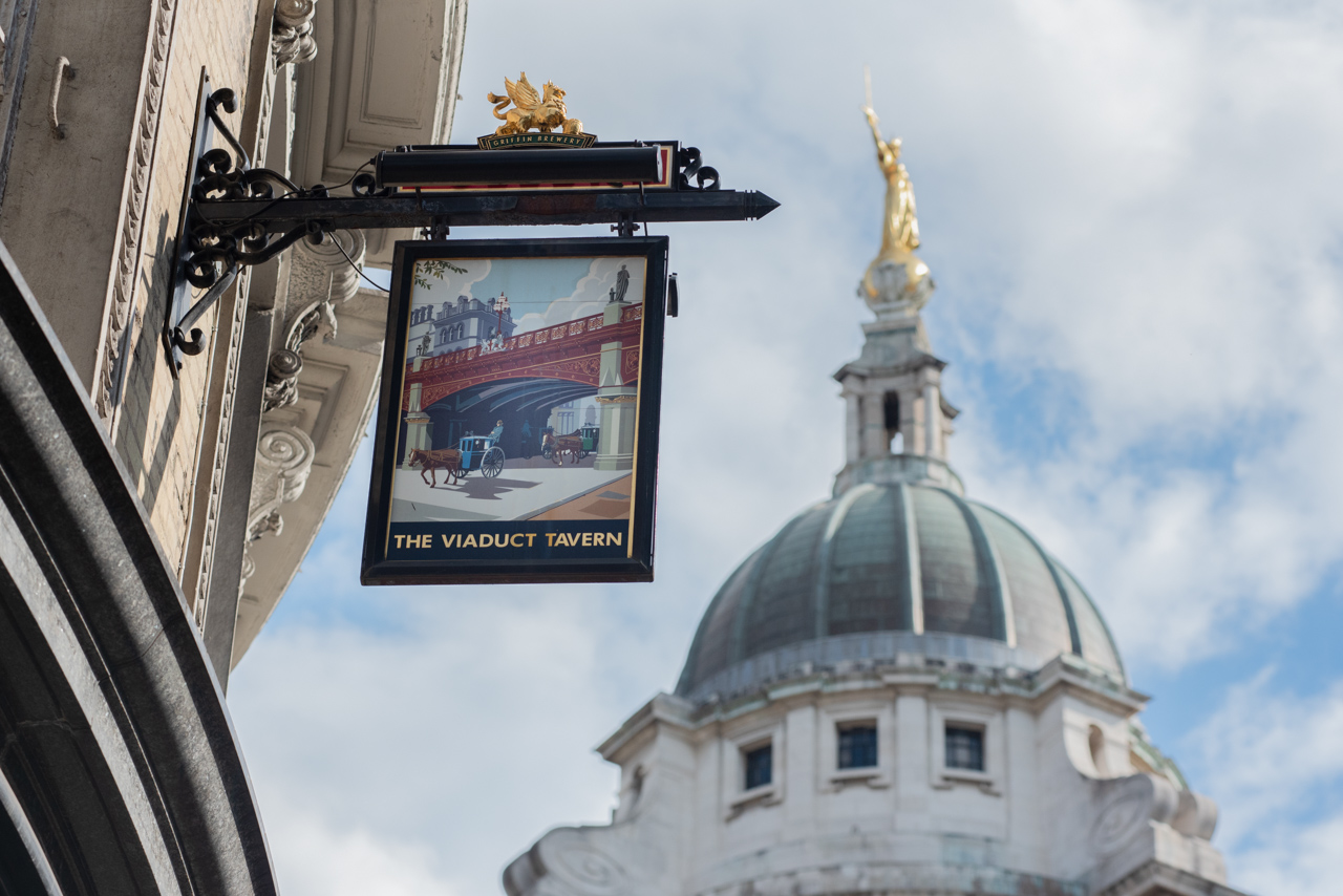 The Viaduct Tavern Pub sign